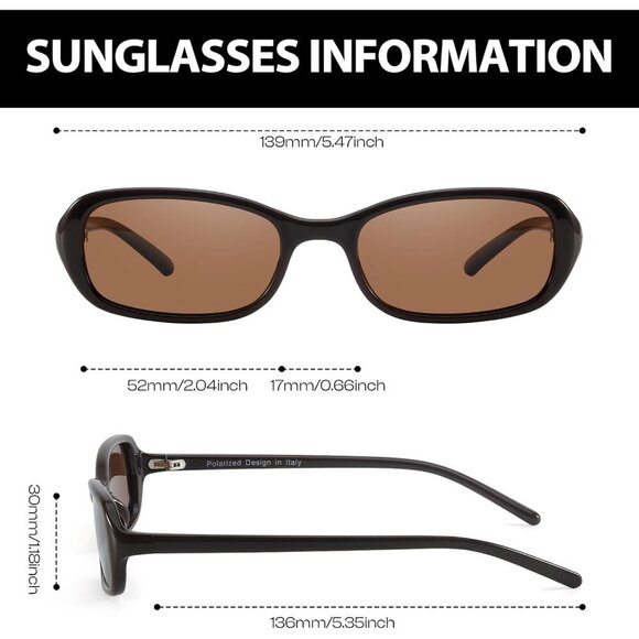 Rectangle Sunglasses Women Vintage 90s Small Thin UV Protection Trendy